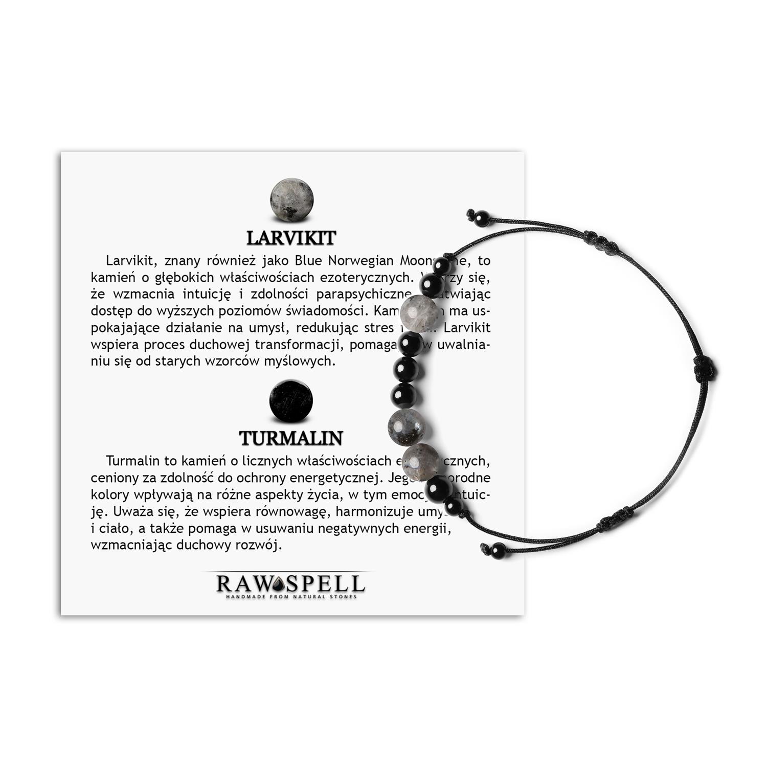 Bransoletka z kamieni naturalnych na sznurku Orila Larvikit Turmalin dla Kobiet i Mężczyzn Bransoletka z naturalnych kamieni – larvikit i turmalin, z kolekcji Orila, dla kobiet i mężczyzn.