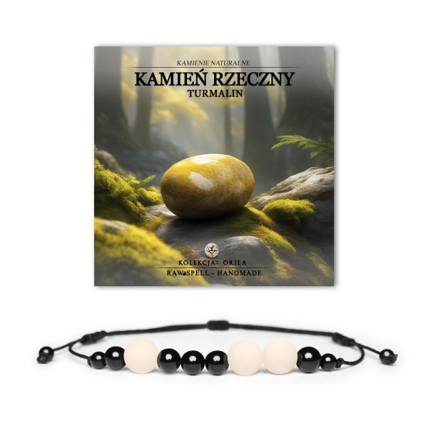 Bransoletka z kolekcji Orila z kamieni naturalnych, kamień rzeczny i turmalin, dla kobiet i mężczyzn, stylowy dodatek.