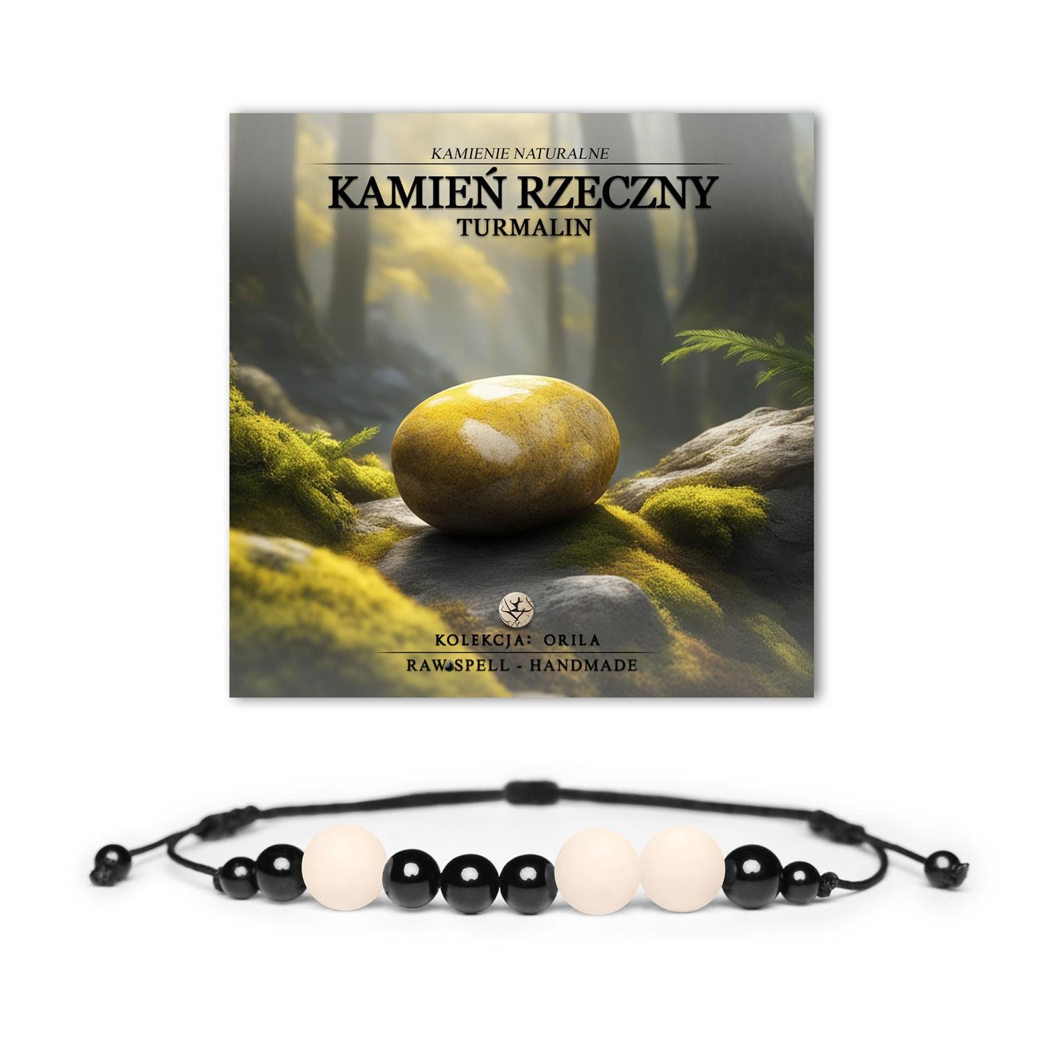 Bransoletka z kolekcji Orila z kamieni naturalnych, kamień rzeczny i turmalin, dla kobiet i mężczyzn, stylowy dodatek.