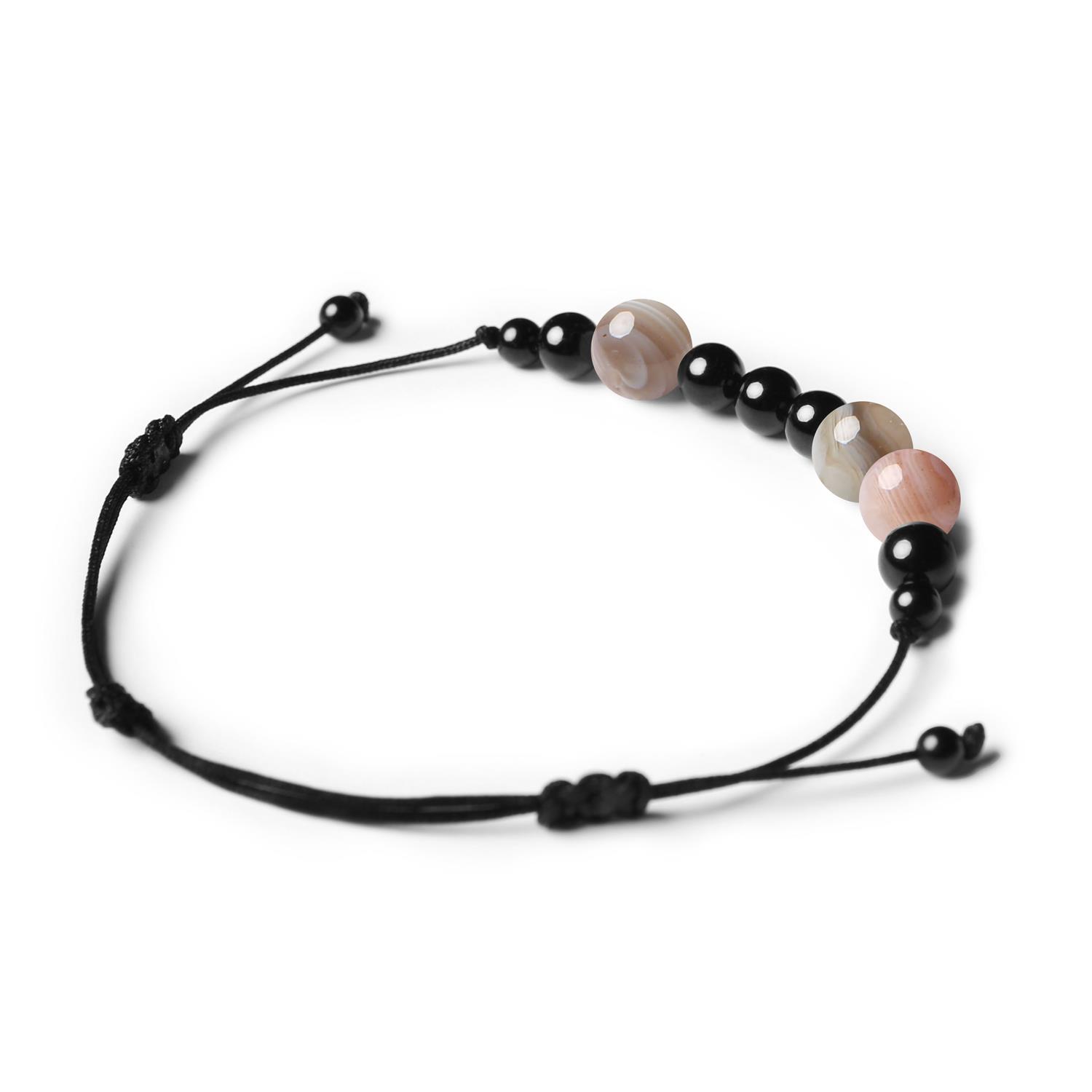 Bransoletka z kolekcji Orila z naturalnymi kamieniami: agat Botswana i turmalin, dla kobiet i mężczyzn