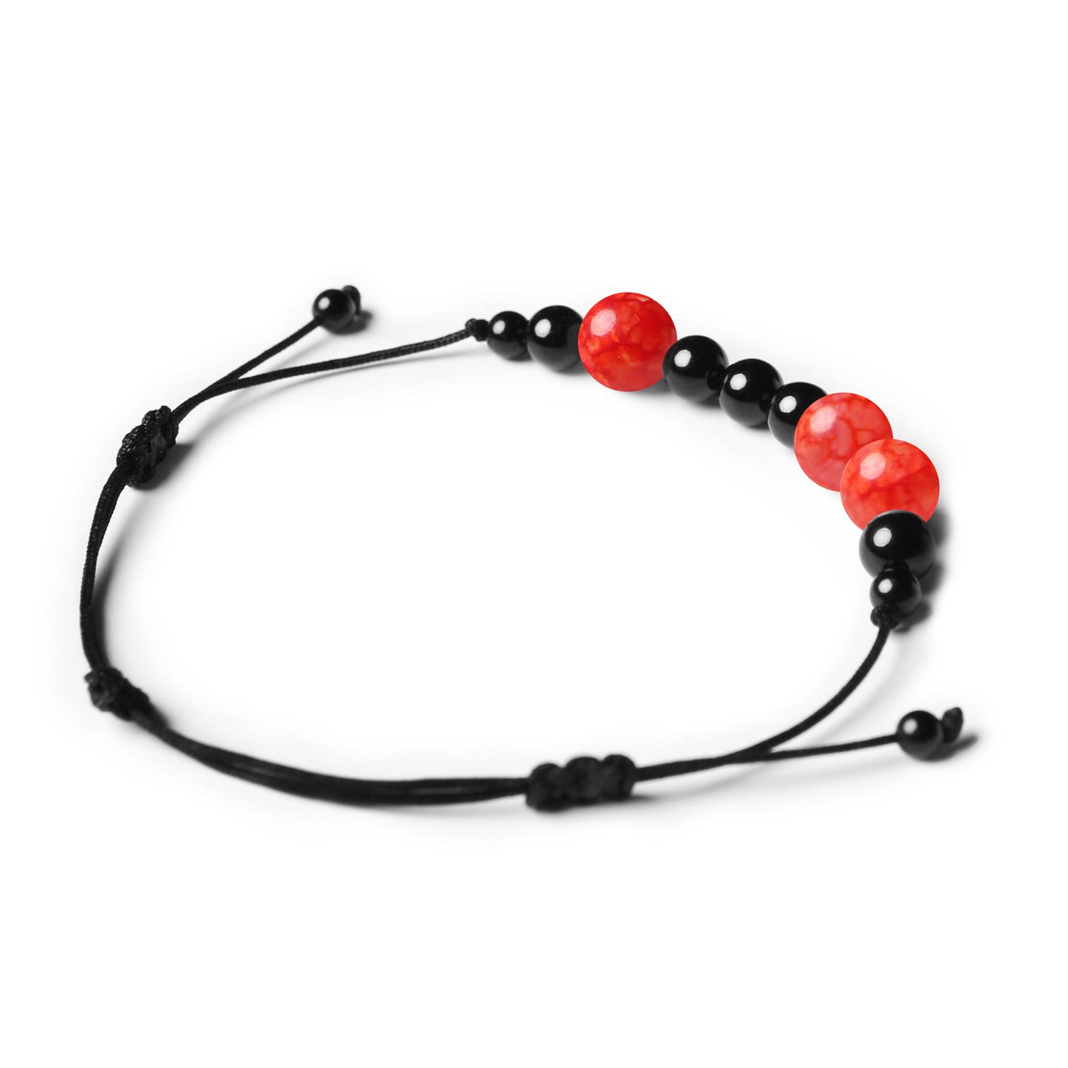 Bransoletka z kolekcji Orila z naturalnymi kamieniami: Agat Czerwony Crackle i Turmalin, dla kobiet i mężczyzn.