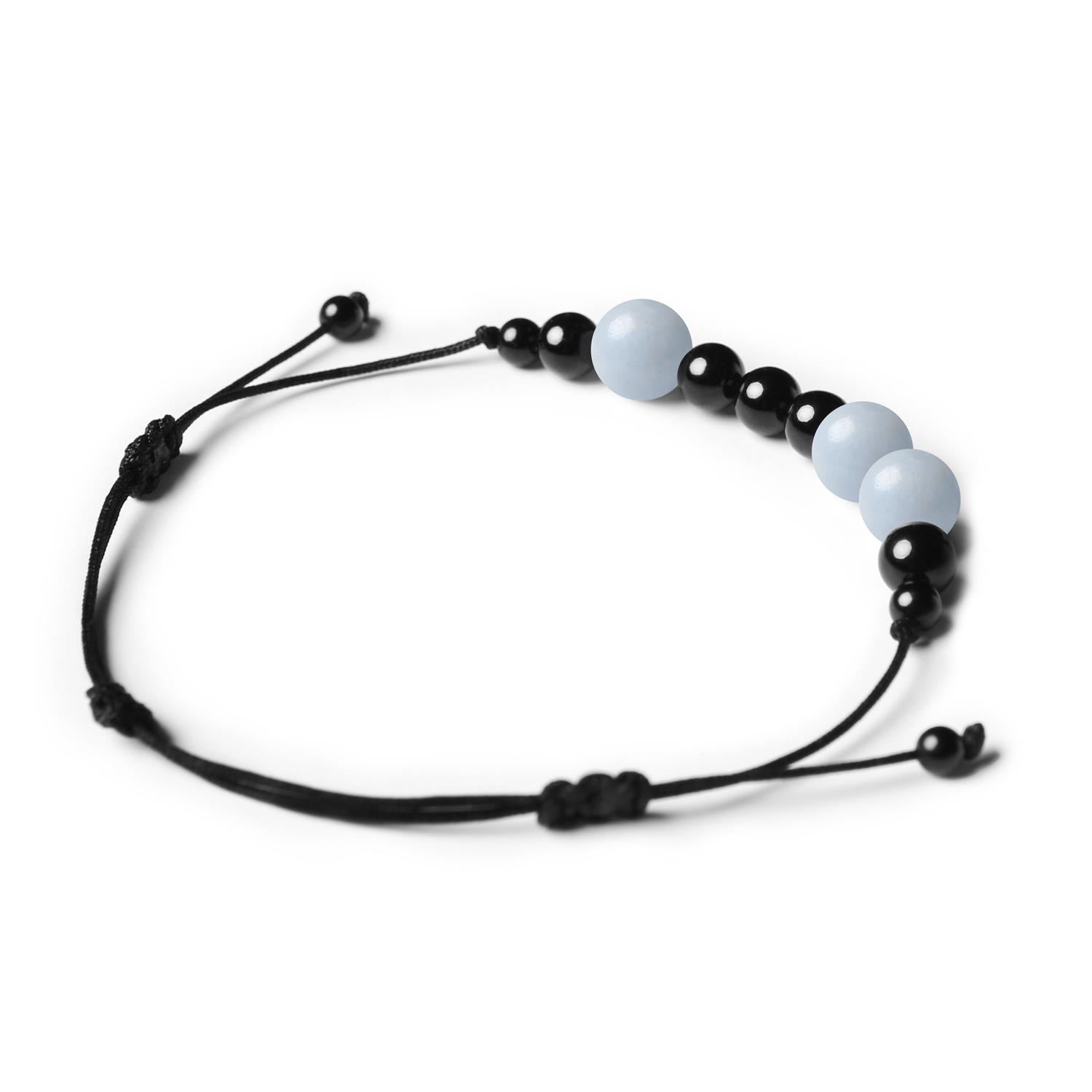 Bransoletka z kolekcji Orila z kamieniami: angelit z Peru i turmalin, dla kobiet i mężczyzn, wykonana z naturalnych materiałów.