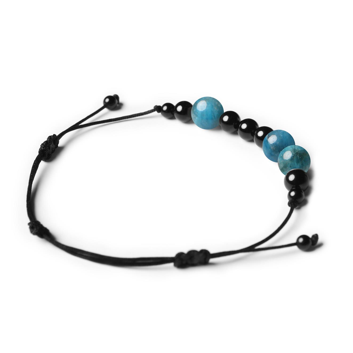 Kolekcja Orila – bransoletka z naturalnymi kamieniami apatytu i turmalinu, uniwersalny dodatek dla kobiet i mężczyzn.