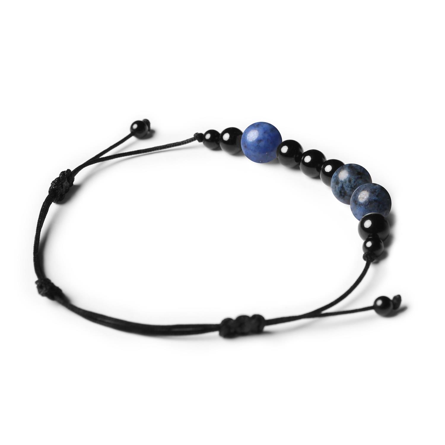 Bransoletka z kolekcji Orila z kamieniami Dumortieryt i Turmalin, dla kobiet i mężczyzn, wykonana z naturalnych materiałów.