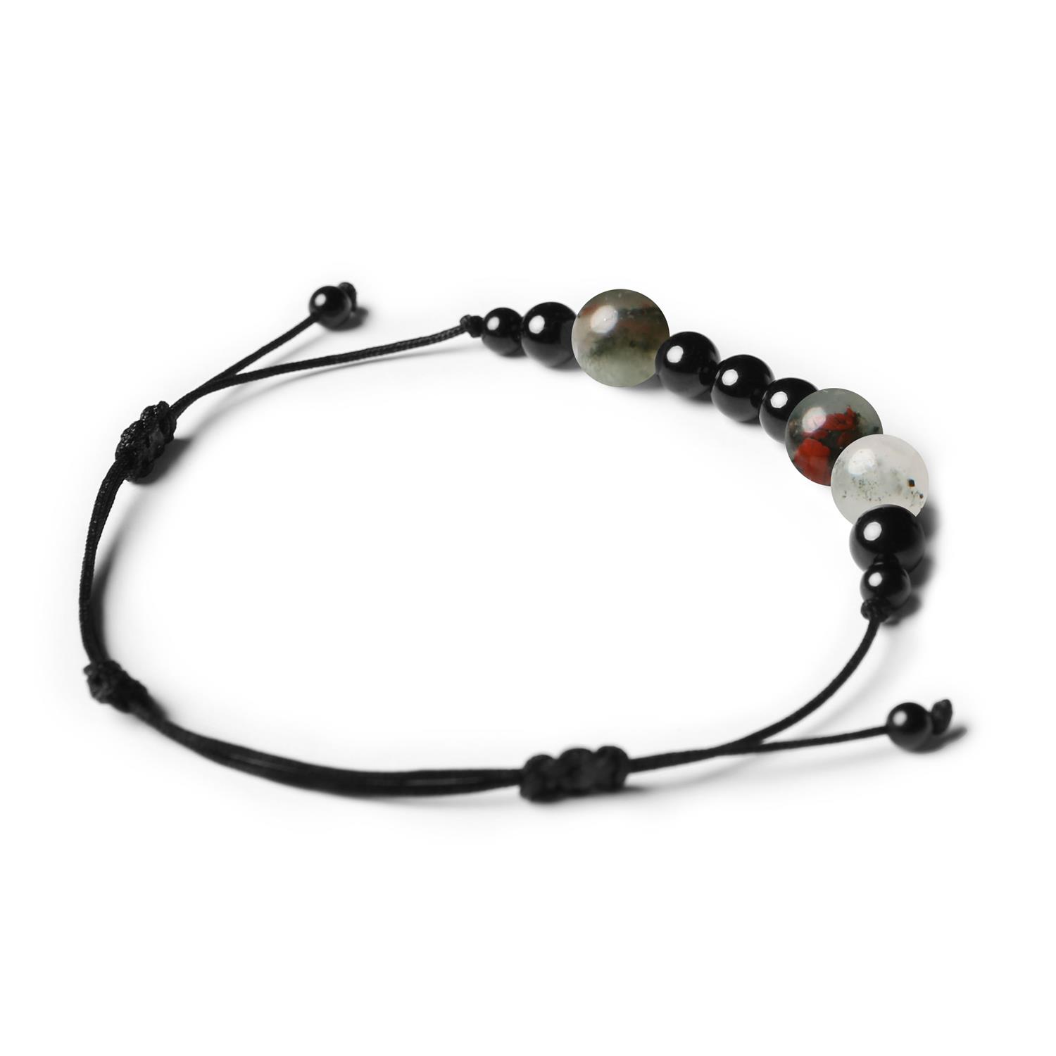 Bransoletka z naturalnych kamieni heliotrop i turmalin z kolekcji Orila, unisex dla kobiet i mężczyzn