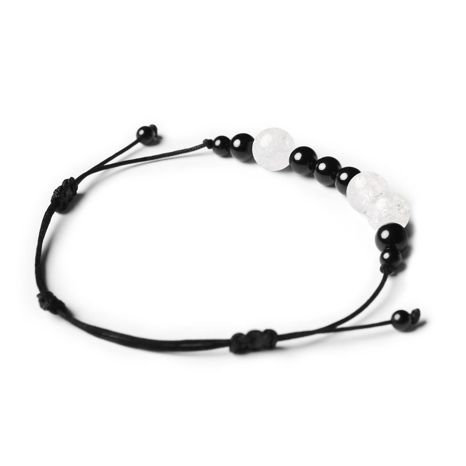 Bransoletka z kolekcji Orila z naturalnymi kamieniami, Kryształ Górski Lodowy i Turmalin, dla kobiet i mężczyzn.