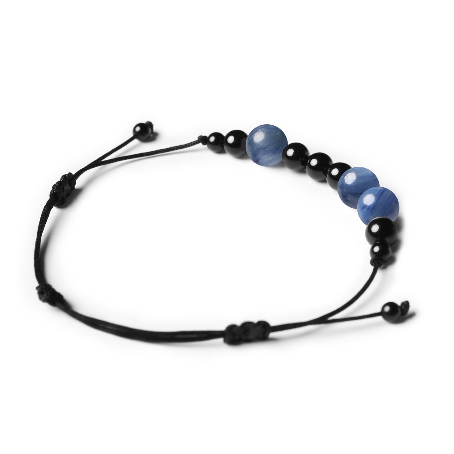 Kolekcja Orila: bransoletka z kamieniami Kyanit i Turmalin, dla kobiet i mężczyzn, wykonana z naturalnych materiałów.