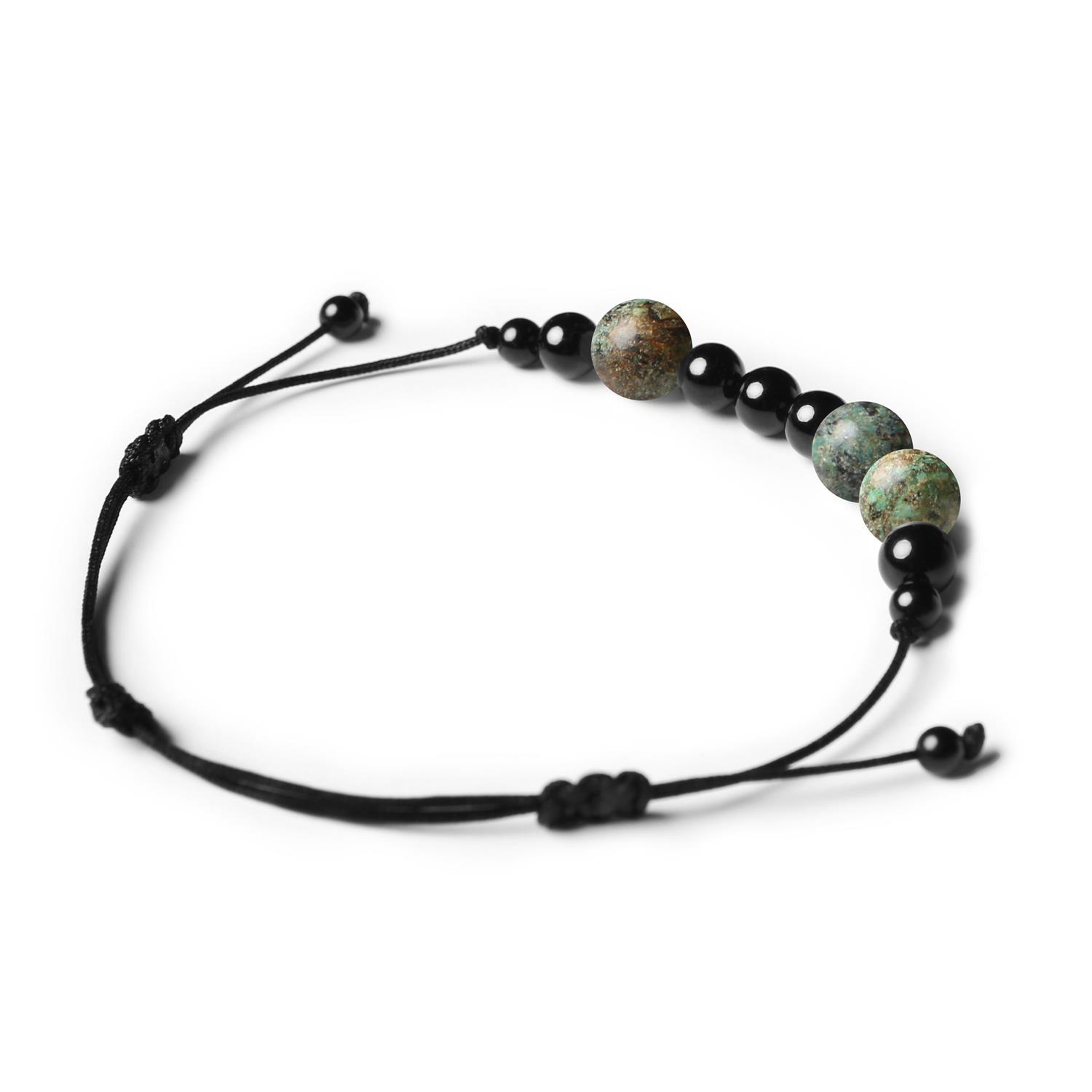 Unisex bransoletka Orila z naturalnymi kamieniami – Turkus Afrykański i Turmalin, dla kobiet i mężczyzn.