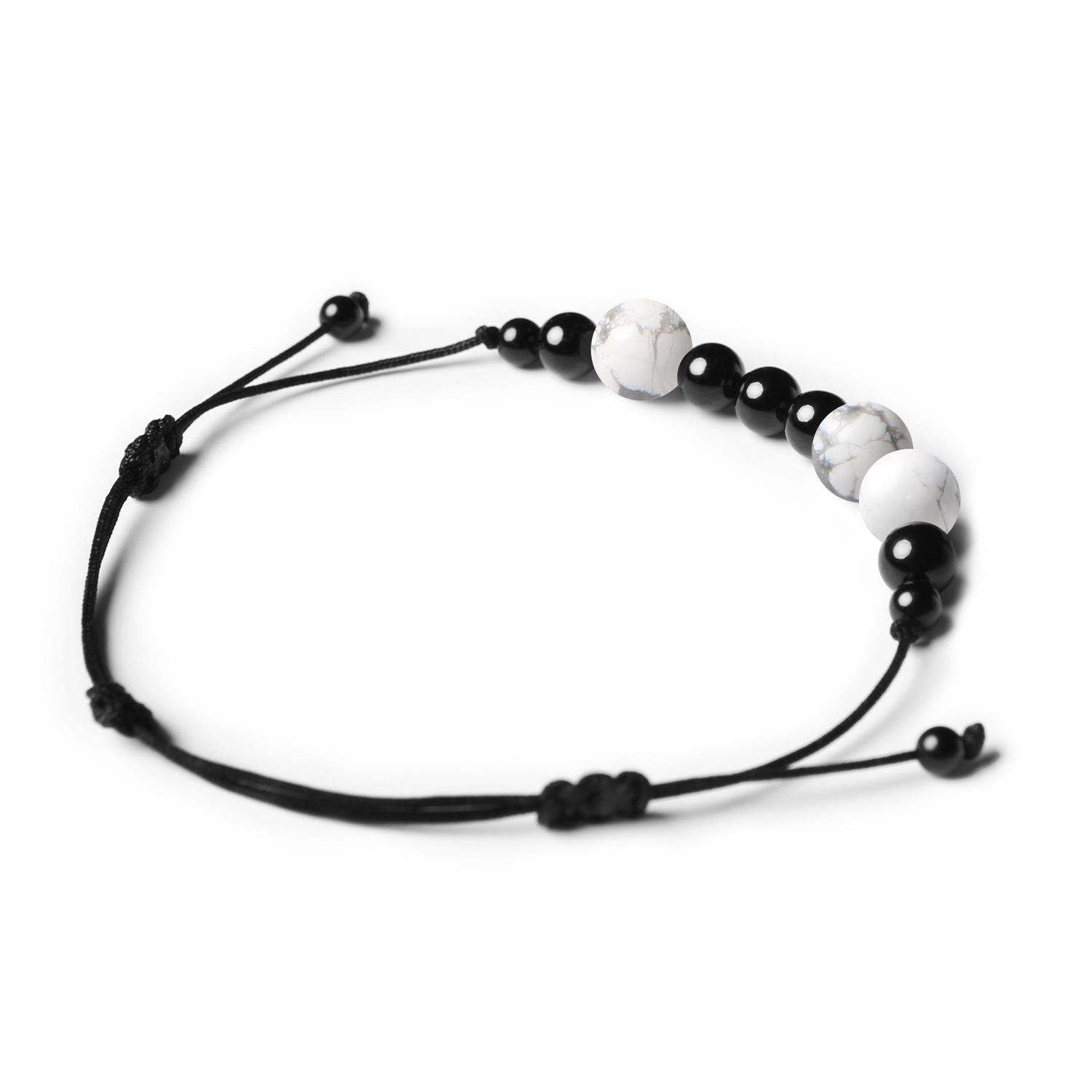 Kolekcja Orila: bransoletka z kamieniami naturalnymi – howlit i turmalin, dla kobiet i mężczyzn.