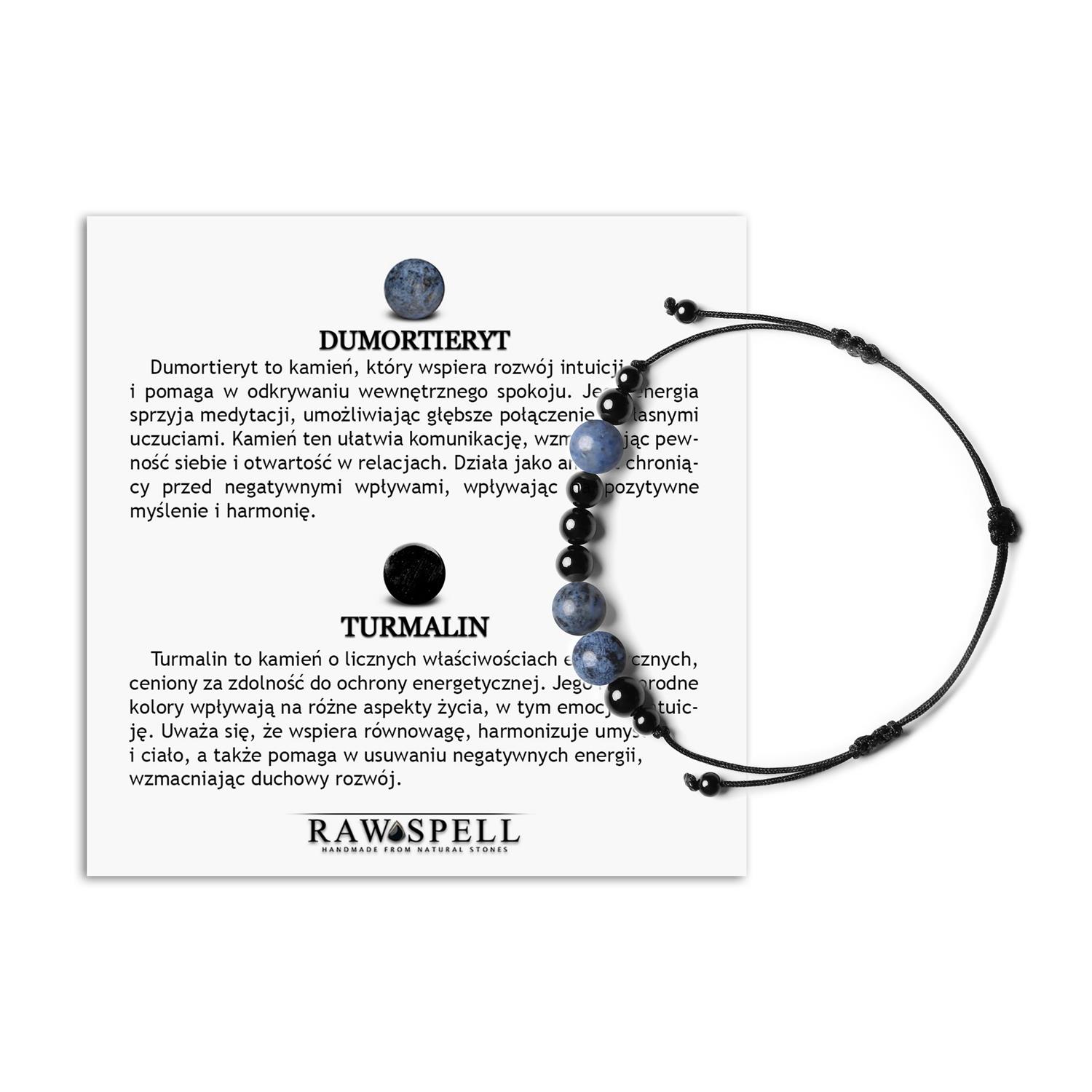 Bransoletka z kolekcji Orila z Dumortierytem i Turmalinem na sznurku Dla Kobiet i Mężczyzn Naturalne kamienie w bransoletce Orila: Dumortieryt i Turmalin, dla kobiet i mężczyzn.