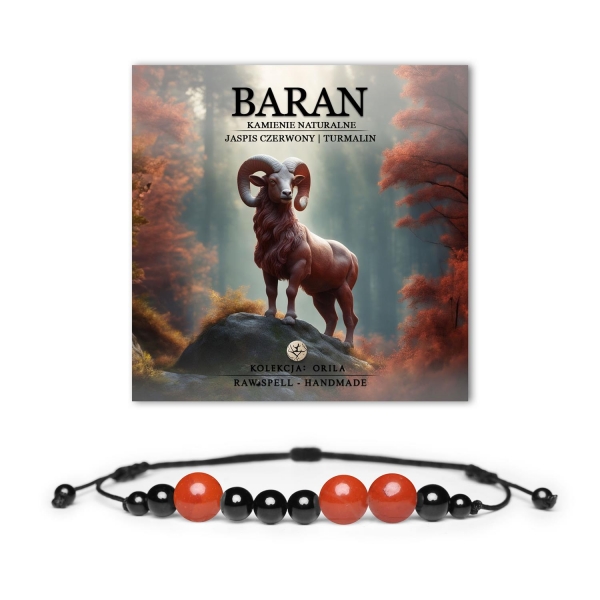 Bransoletka z kamieni naturalnych dla Barana – jaspis czerwony i turmalin, unisex, kolekcja Orila, styl i energia w jednym.