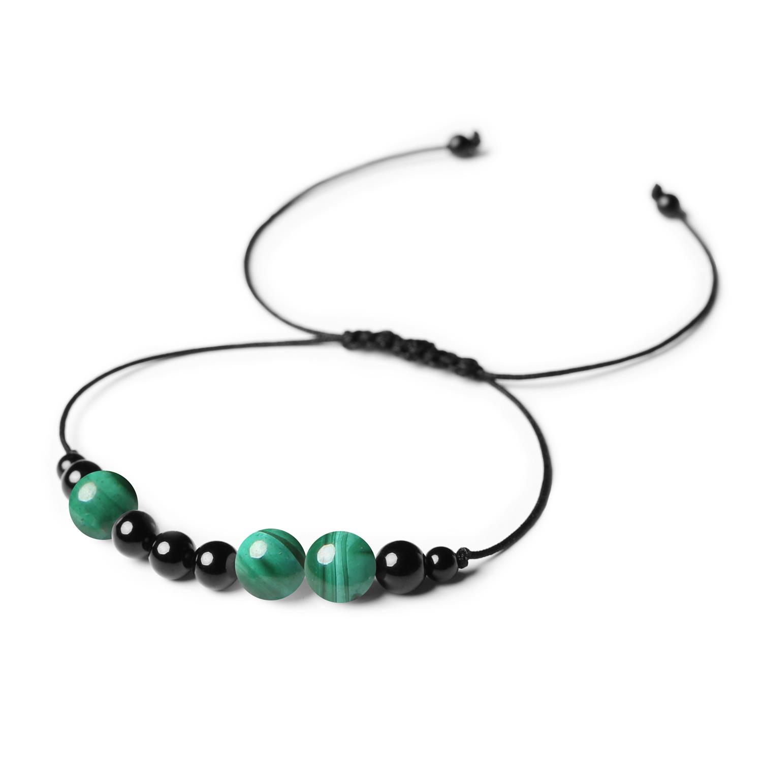 Kolekcja Orila Bransoletka z kamieni naturalnych na sznurku Malachit Turmalin Dla Kobiet i Mężczyzn Elegancka bransoletka z naturalnymi kamieniami Malachit i Turmalin z kolekcji Orila, dla kobiet i mężczyzn.