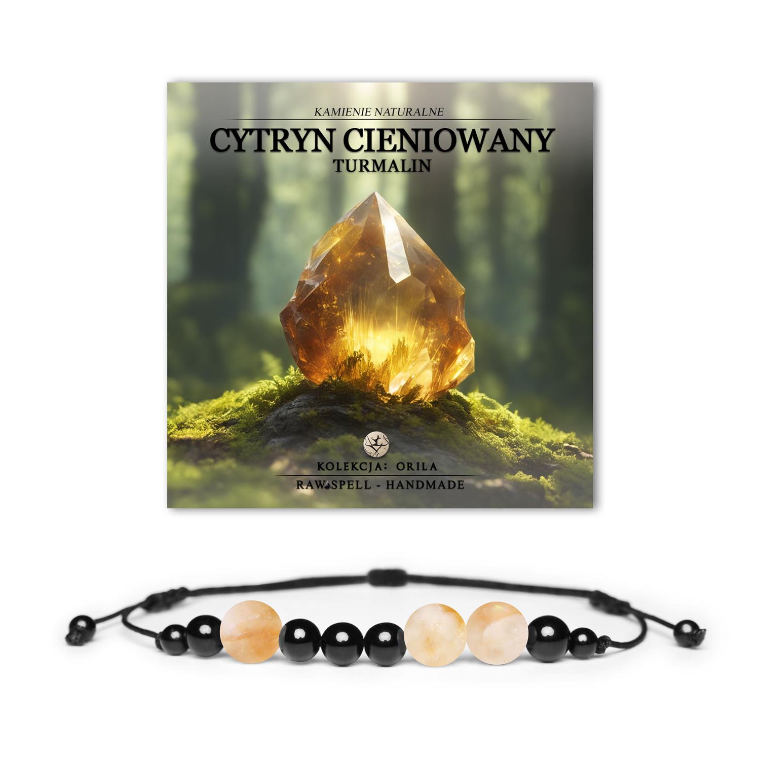 Naturalna bransoletka z kolekcji Orila z cieniowanym cytrynem i turmalinem, odpowiednia dla kobiet i mężczyzn.