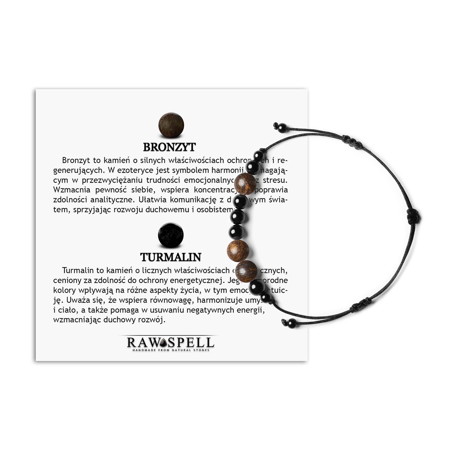 Naturalne kamienie Bronzyt i Turmalin w bransoletce z kolekcji Orila Dla Kobiet i Mężczyzn Bransoletka z kolekcji Orila z naturalnymi kamieniami: bronzytem i turmalinem, dla kobiet i mężczyzn.