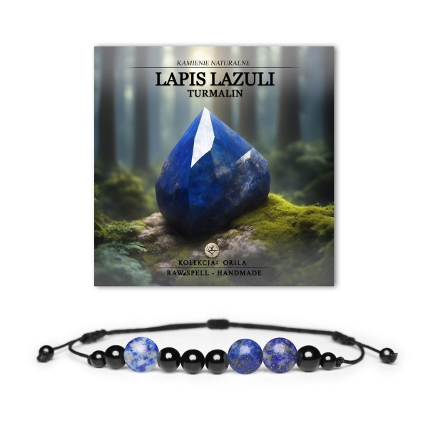 Bransoletka z kolekcji Orila z kamieniami Lapis Lazuli i Turmalin, odpowiednia dla kobiet i mężczyzn.
