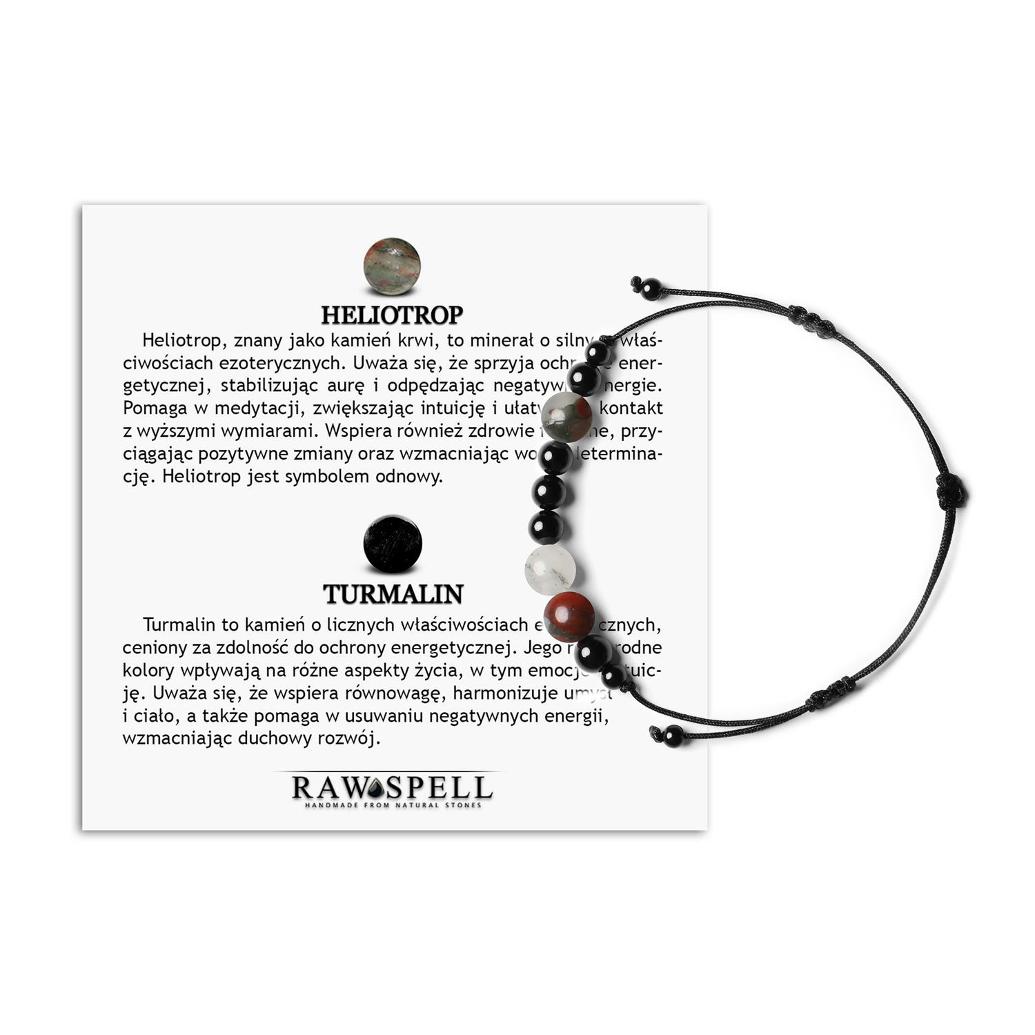 Naturalne kamienie na sznurku Bransoletka Orila Heliotrop Turmalin Dla Kobiet i Mężczyzn Naturalna bransoletka Orila z kamieniami heliotrop i turmalin, dla kobiet i mężczyzn