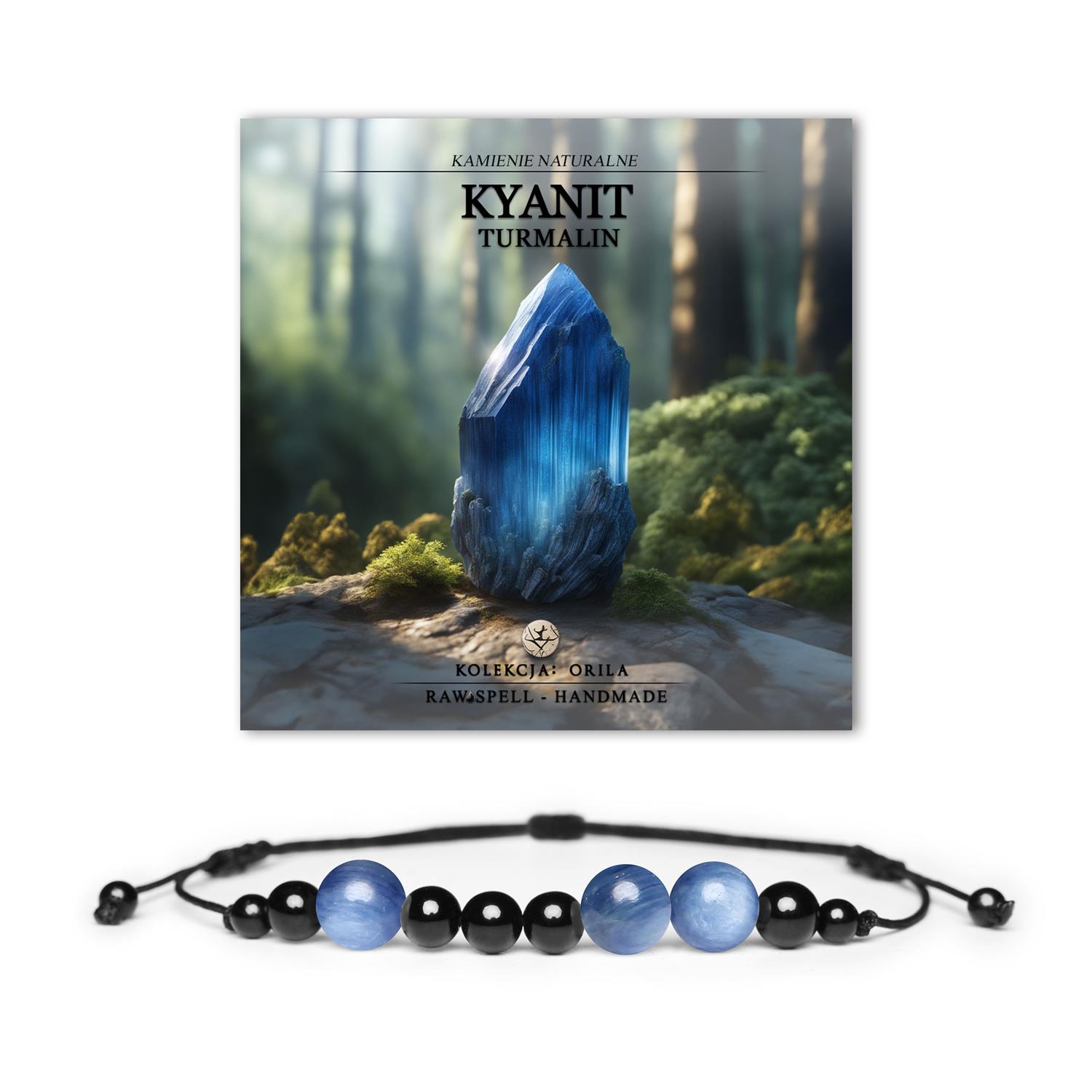 Biżuteria z kolekcji Orila – bransoletka z kamieniami Kyanit i Turmalin, odpowiednia dla kobiet i mężczyzn.