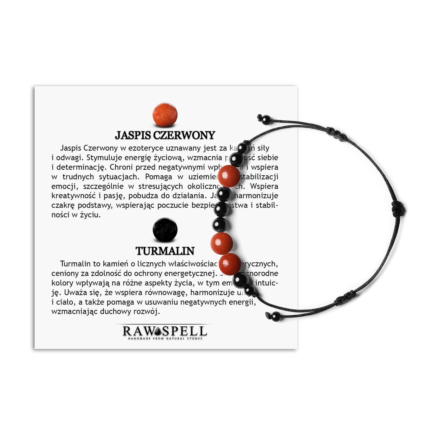 Naturalne kamienie w bransoletce z kolekcji Orila Jaspis Czerwony, Turmalin dla Kobiet i Mężczyzn Bransoletka z kolekcji Orila z naturalnymi kamieniami: czerwonym Jaspisem i Turmalinem, dla pań i panów.