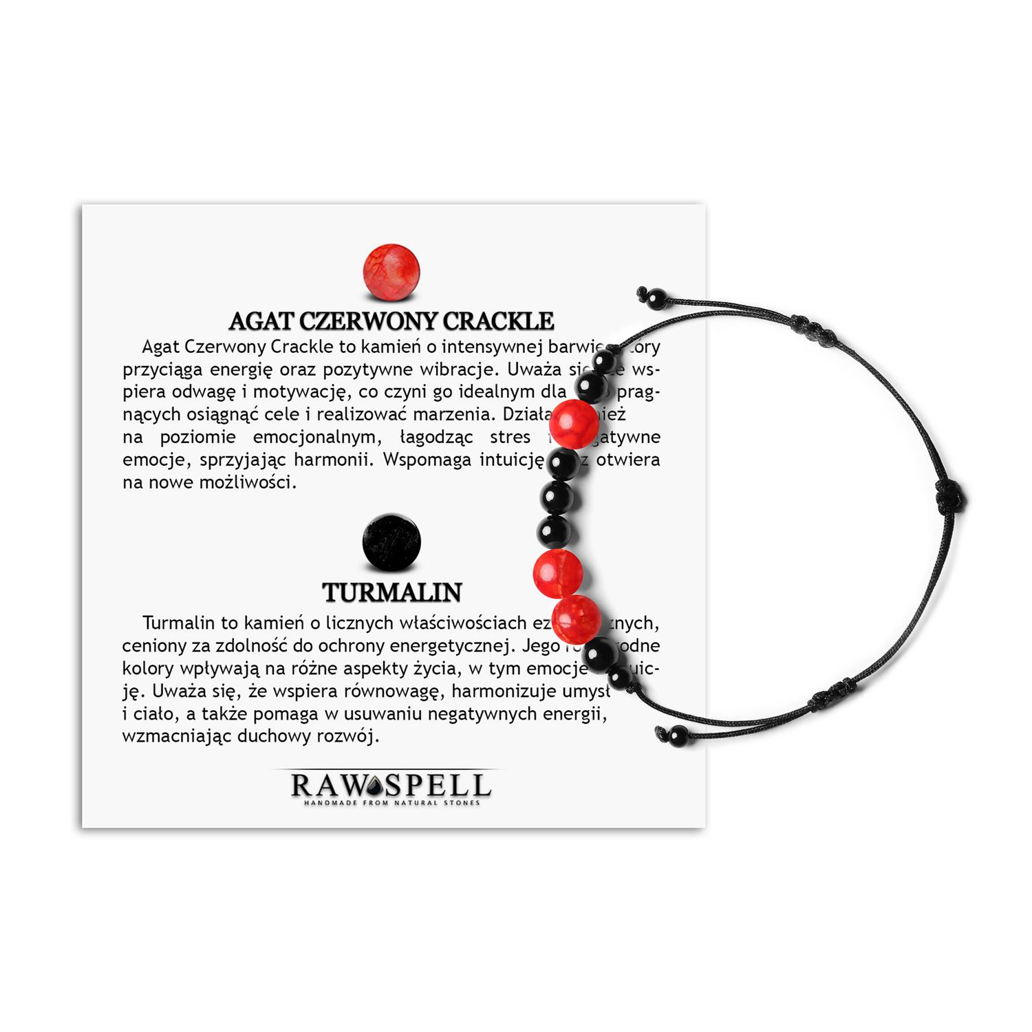 Orila Bransoletka z kamieni naturalnych Agat Czerwony Crackle i Turmalin Dla Kobiet i Mężczyzn Bransoletka z kolekcji Orila z naturalnymi kamieniami: Agat Czerwony Crackle i Turmalin, dla kobiet i mężczyzn.