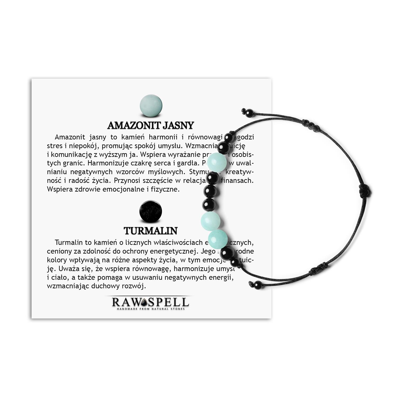 Orila Bransoletka z kamieni naturalnych Amazonit Jasny i Turmalin dla Kobiet i Mężczyzn Elegancka bransoletka z kolekcji Orila z naturalnymi kamieniami – amazonit jasny i turmalin, dla kobiet i mężczyzn.