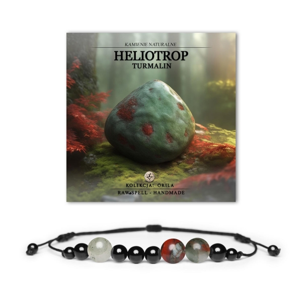 Bransoletka z kolekcji Orila z naturalnymi kamieniami: heliotrop i turmalin, dla kobiet i mężczyzn