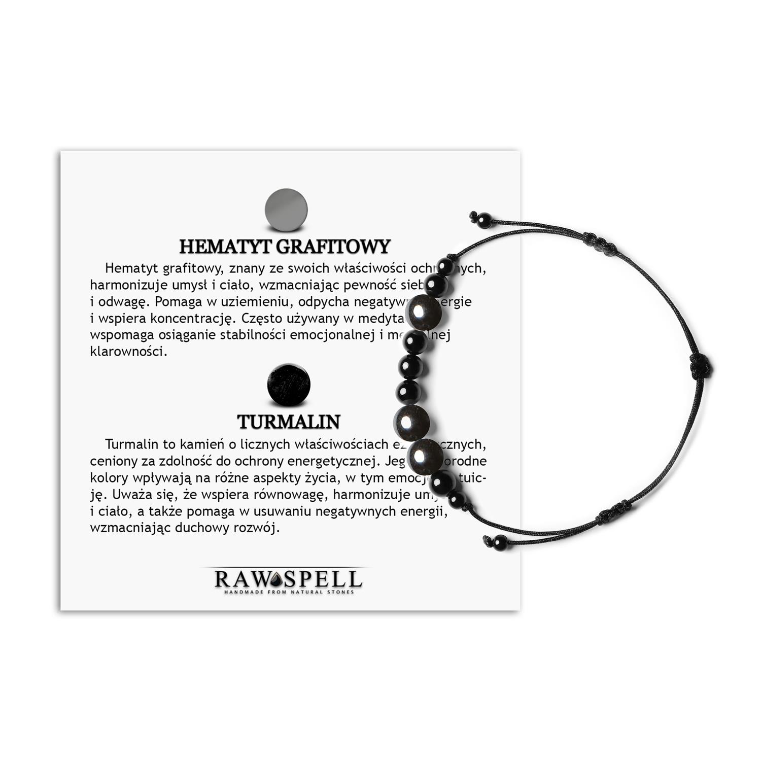 Orila Bransoletka z kamieni naturalnych Hematyt Grafitowy Turmalin przeznaczona dla Kobiet i Mężczyzn Bransoletka z kolekcji Orila z naturalnych kamieni: hematyt grafitowy i turmalin, dla kobiet i mężczyzn.