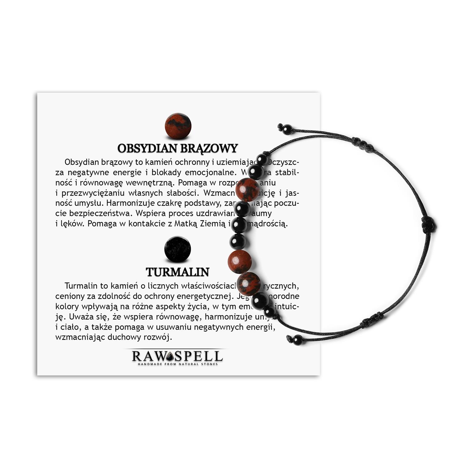 Orila Bransoletka z kamieni naturalnych Obsydian Brązowy i Turmalin dla Kobiet i Mężczyzn Elegancka bransoletka Orila z kamieniami naturalnymi: obsydian brązowy oraz turmalin, odpowiednia dla kobiet i mężczyzn.