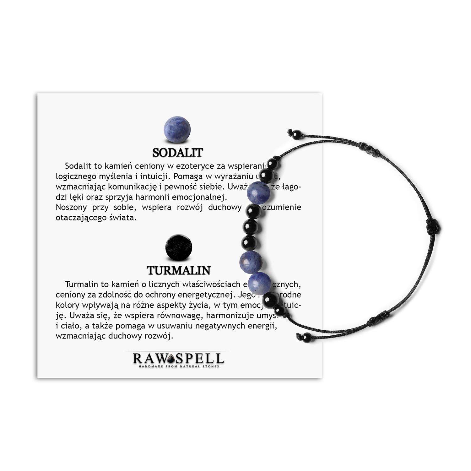 Orila Bransoletka z kamieni naturalnych na sznurku Sodalit Turmalin dla Kobiet i Mężczyzn Bransoletka z kolekcji Orila z naturalnymi kamieniami: sodalitem i turmalinem, dla kobiet i mężczyzn.