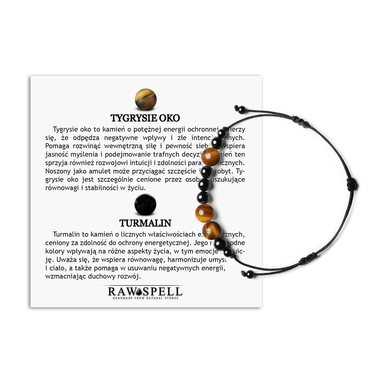 Orila Bransoletka z kamieni naturalnych na sznurku Tygrysie Oko Turmalin dla Kobiet i Mężczyzn Bransoletka z kolekcji Orila z naturalnym Kamieniem Tygrysie Oko i Turmalinem, dla kobiet i mężczyzn.