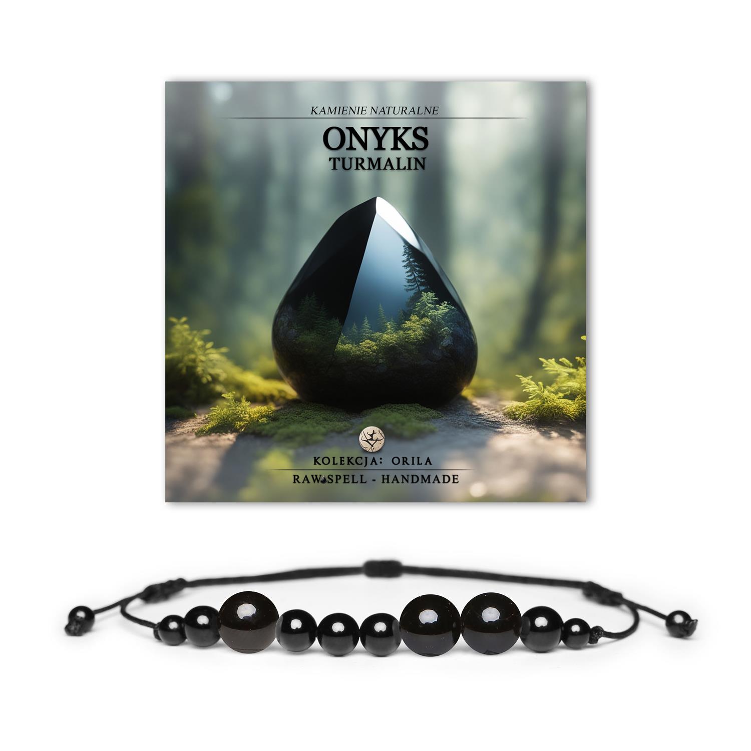 Bransoletka z kolekcji Orila z naturalnymi kamieniami: onyks i turmalin, dla kobiet i mężczyzn.